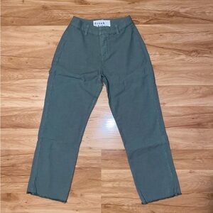 FRANK AND EILEEN Green Linen Pants